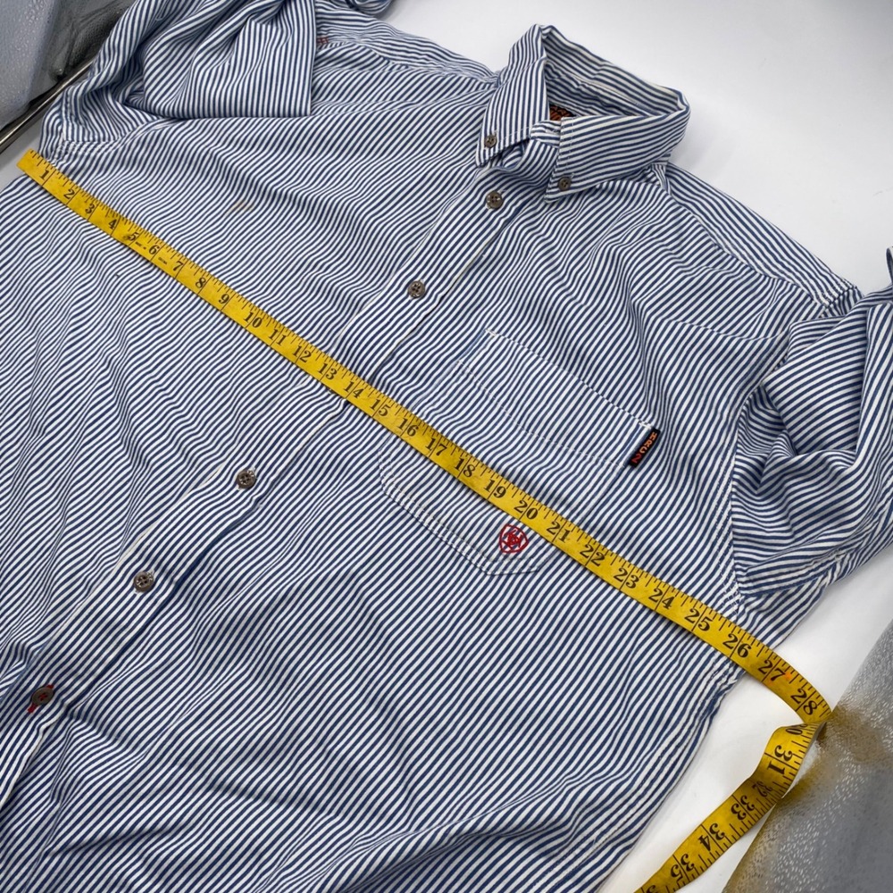 Ariat Work FR Striped Button Down Shirt Mens XL Blue White Flame Resistant NFPA - Picture 7 of 11
